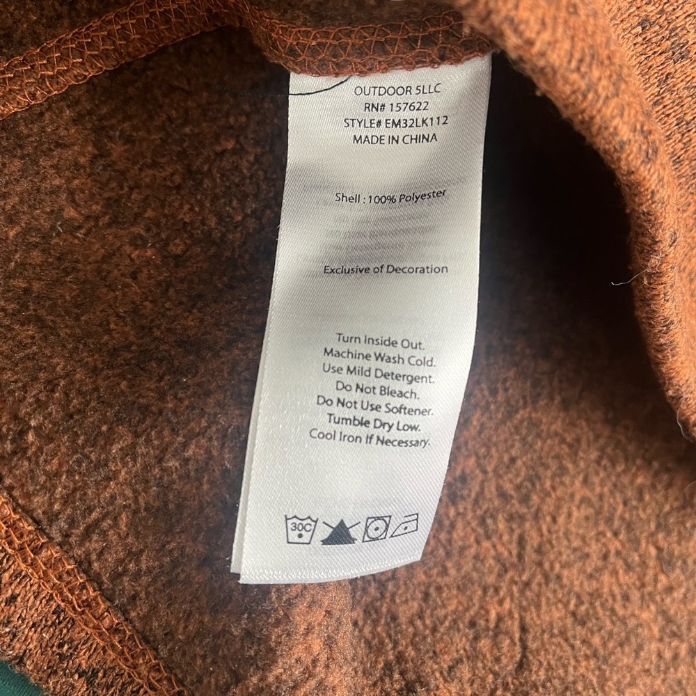 Eddie Bauer Mens L Fleece 1/4 Zip Pullover Jacket Dark Orange Rust Long Sleeve - Picture 8 of 11